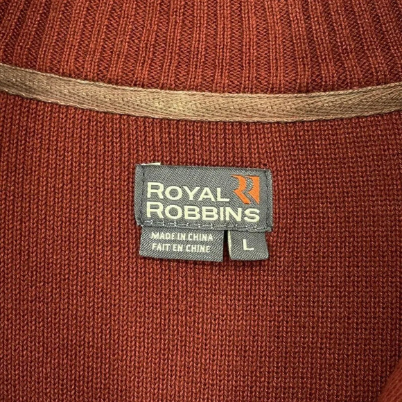 Royal Robbins Sweater Men's Sz L Red Knit Mock Neck 1/4 Zip Stretch Long Sleeves - Picture 9 of 9